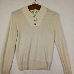 JW Anderson x Uniqlo Cream‎ Ribbed Henley Knit Sweater Wool Blend Small 404868